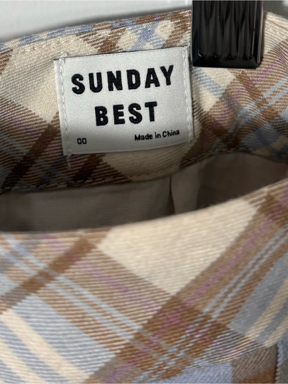 Aritzia Sunday Best Olive Micro Skirt – Blue & Brown Plaid – Size 00 - Picture 4 of 4